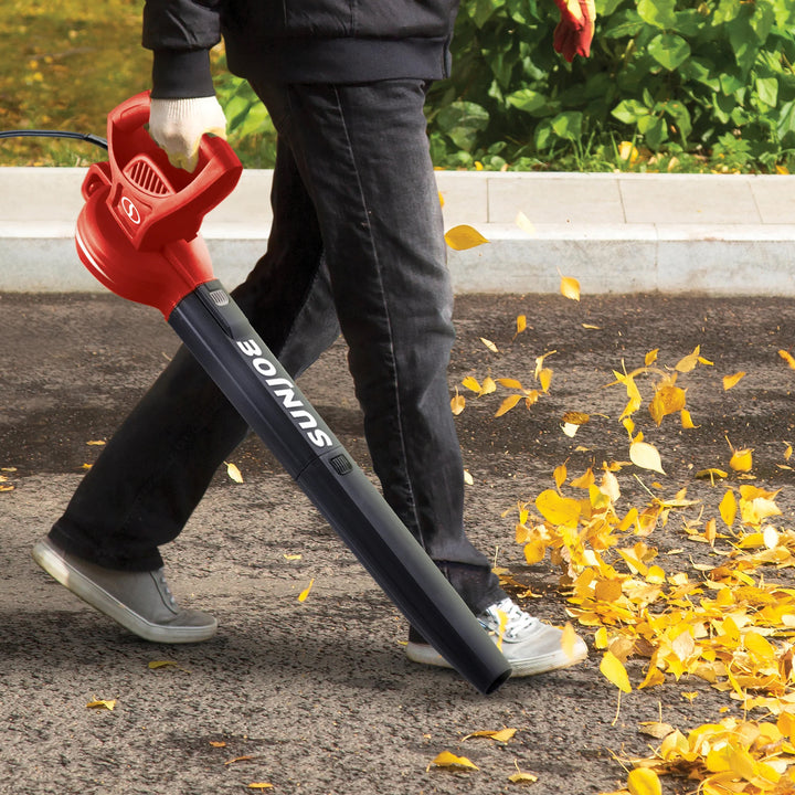 Sun Joe Electric All Purpose Leaf Blower, 6 Amp Motor, 155 MPH Air Speed, Red
