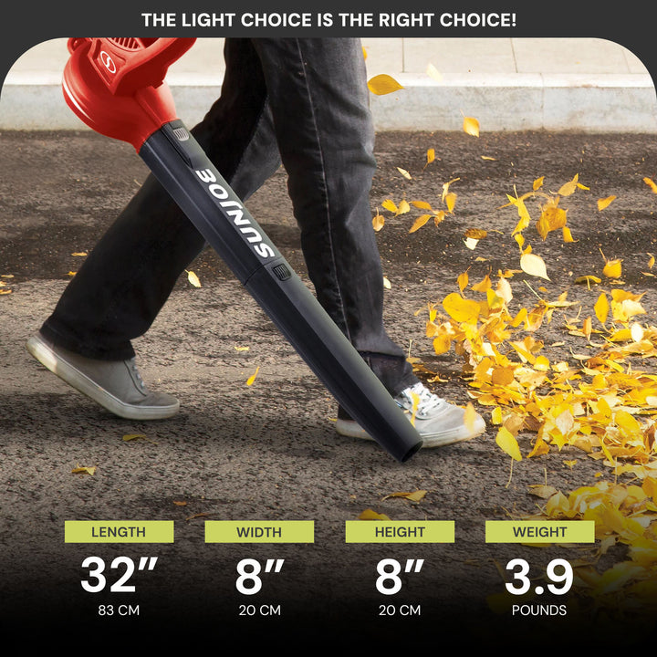 Sun Joe Electric All Purpose Leaf Blower, 6 Amp Motor, 155 MPH Air Speed, Red