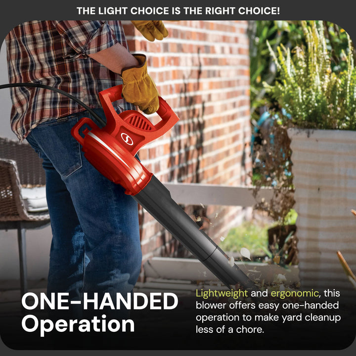 Sun Joe Electric Leaf Blower, 6 Amp Motor, 155 MPH Air Speed, Red (Open Box) - VMInnovations