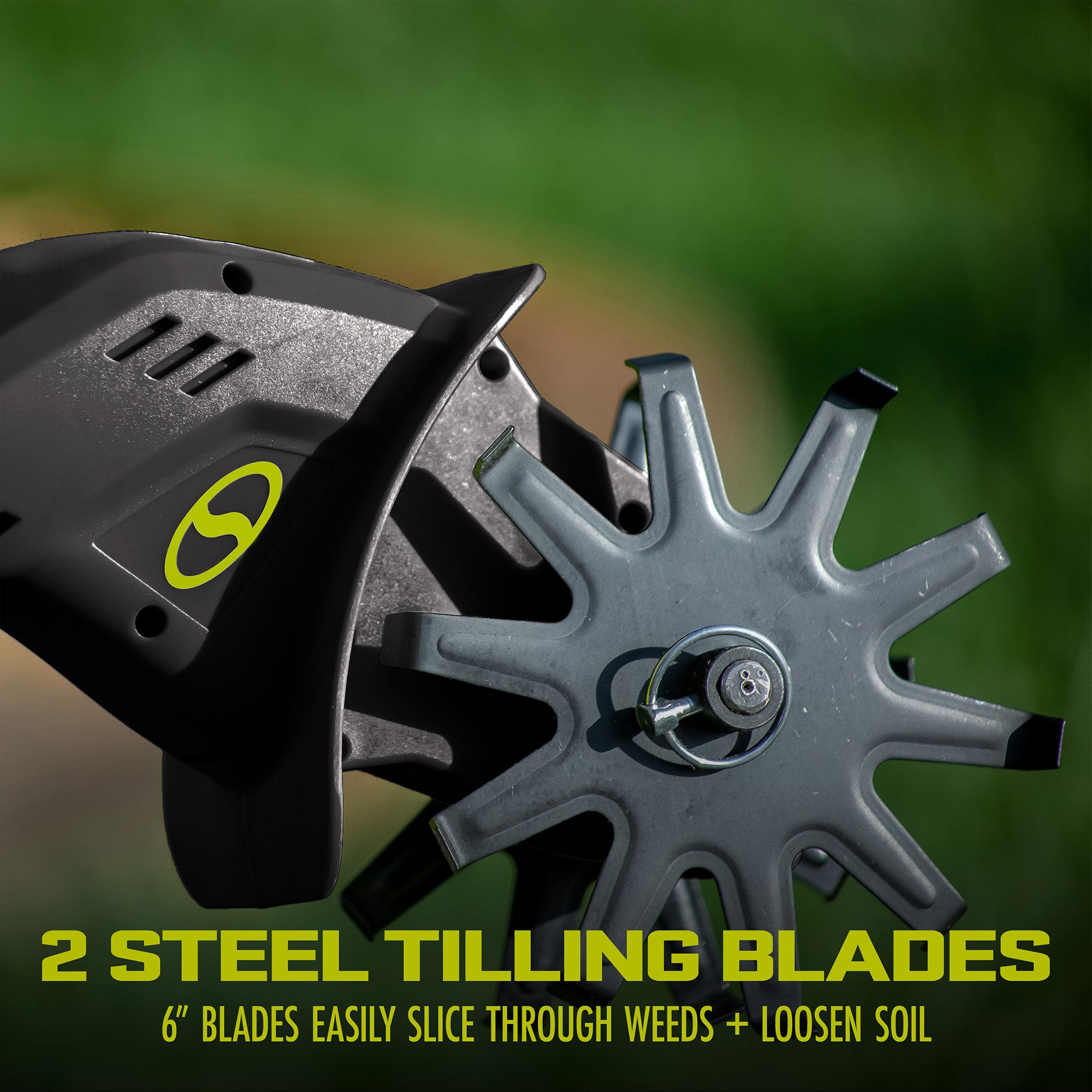 Sun Joe 24V CordlessTiller & Cultivator, 6" Blades, & 2.0Ah Battery (Used)