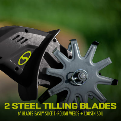 Sun Joe 24V CordlessTiller & Cultivator, 6" Blades, & 2.0Ah Battery (Used)