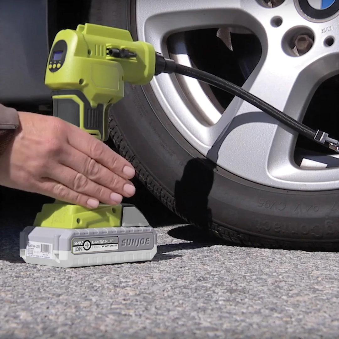 Sun Joe Auto Joe Portable Air Compressor, Cordless Tire Inflator Pump, Green