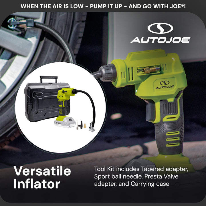 Sun Joe Auto Joe Portable Air Compressor, Cordless Tire Inflator Pump, Green