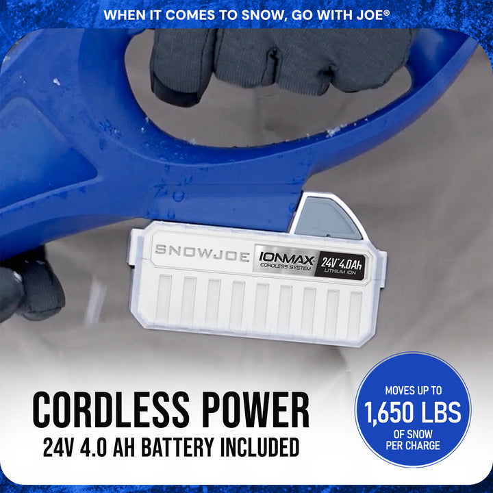Snow Joe 24V 4Ah Cordless Snow Shovel for Winter Snow Removal, Blue (Open Box)