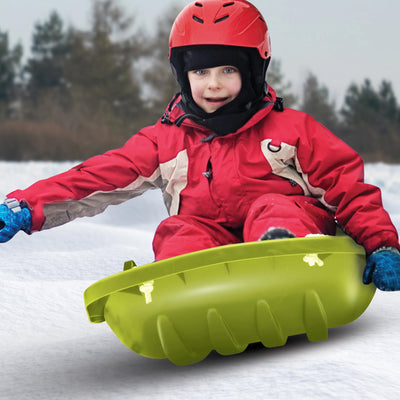 Snow Joe Plastic Snow Sled, 34” Sledding Toboggan Board w/ Handles, SJ-SLD34-GRN - VMInnovations