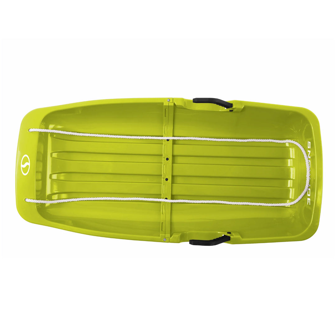 Snow Joe Snow Sled, 34” Toboggan Board w/Handles & Rope, Green (Open Box) - VMInnovations
