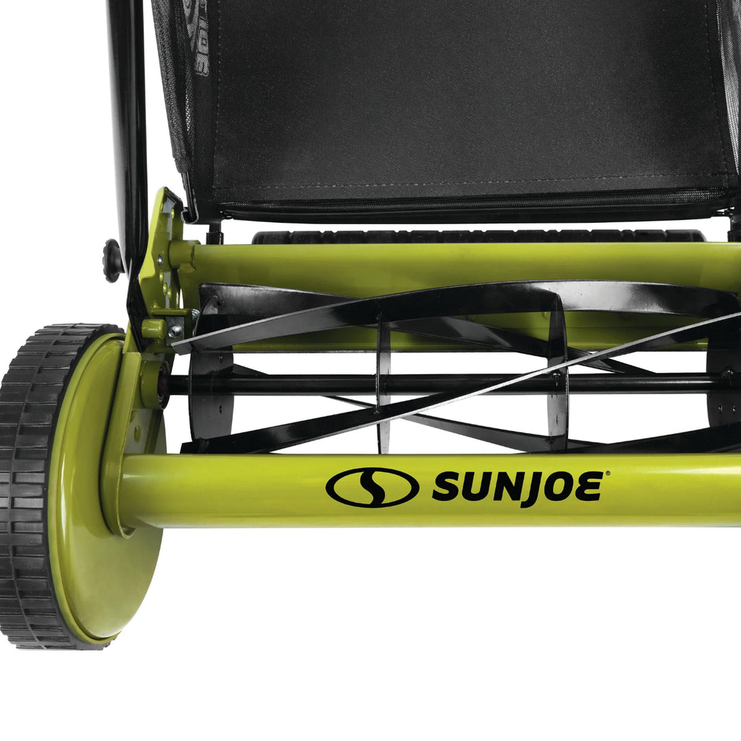 Sun Joe Manual Reel Lawn Mower, 20” Yard Trimmer w/Grass Catcher, Green (Used)