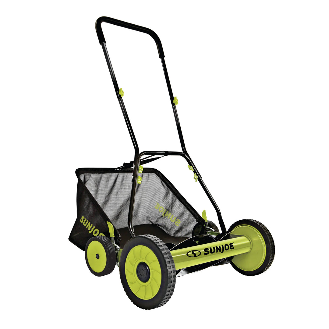 Sun Joe Manual Push Reel Lawn Mower, 20” Yard Trimmer with Grass Catcher, MJ502M