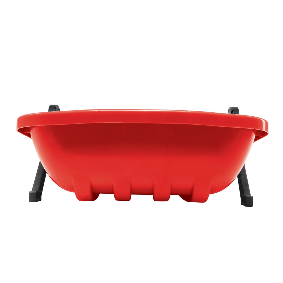 Snow Joe Plastic Snow Sled, 34” Toboggan Board w/ Handles & Rope, Red (Open Box)