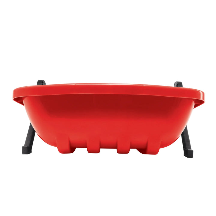 Snow Joe Plastic Snow Sled, 34” Toboggan Board w/ Handles & Rope, Red (Open Box)