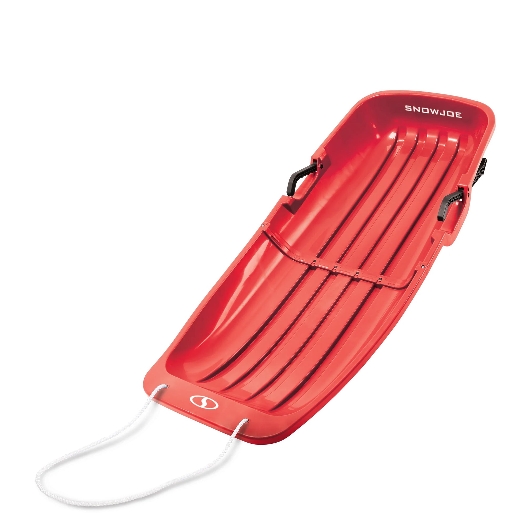 Snow Joe Plastic Snow Sled, 48” Toboggan Board w/ Handles & Rope, Red (Used) - VMInnovations