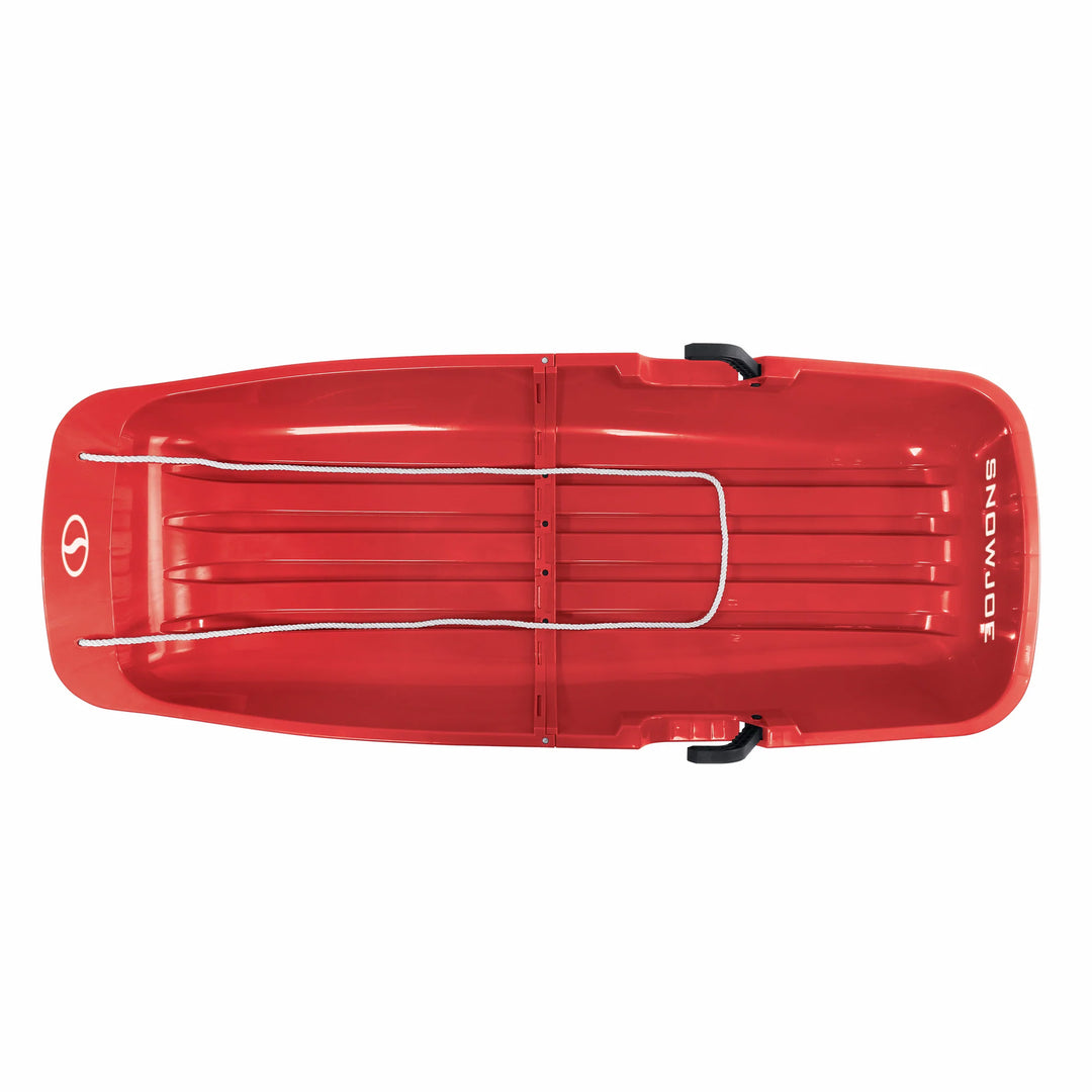 Snow Joe Snow Sled, 48” Sledding Toboggan Board w/Handles & Rope, Red (Open Box)