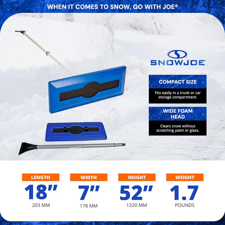 Snow Joe Ice Scraper, Car Window Snow Removal Broom for Winter, Blue (Used)