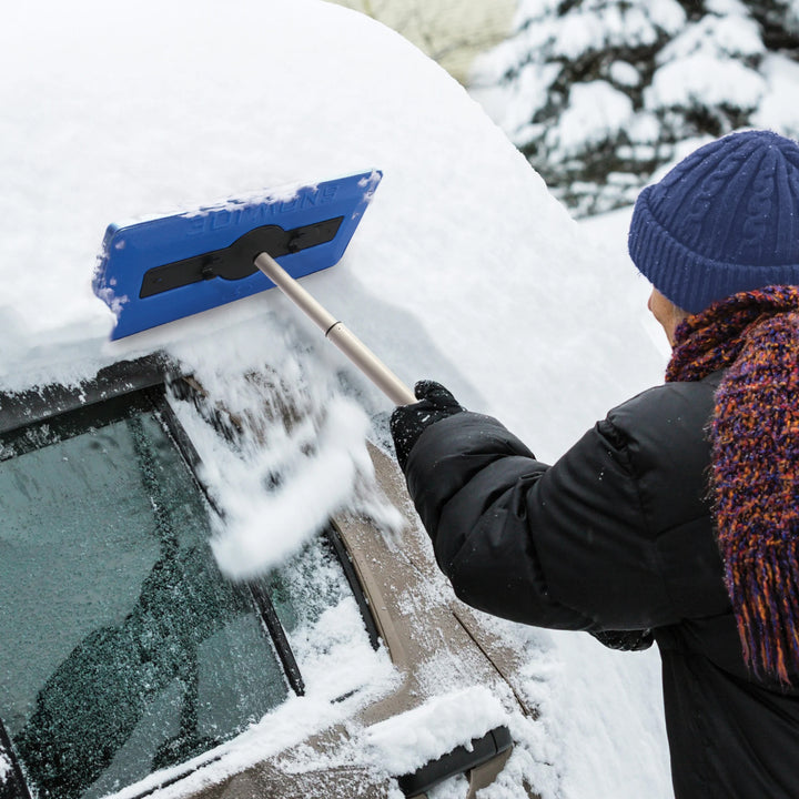 Snow Joe Ice Scraper, Car Window Snow Removal Broom for Winter, Blue (Used)