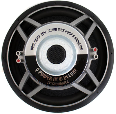 QPower 15" 2200W Series Dual Voice Coil Car Audio Power Subwoofer (For Parts)