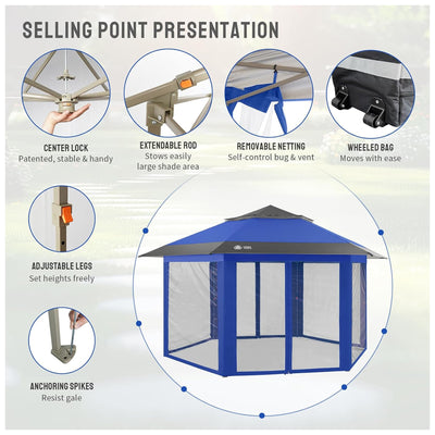 CROWN SHADES 12x12 Pop Up Gazebo, Canopy Tent for Events, Blue/Grey (Used) - VMInnovations