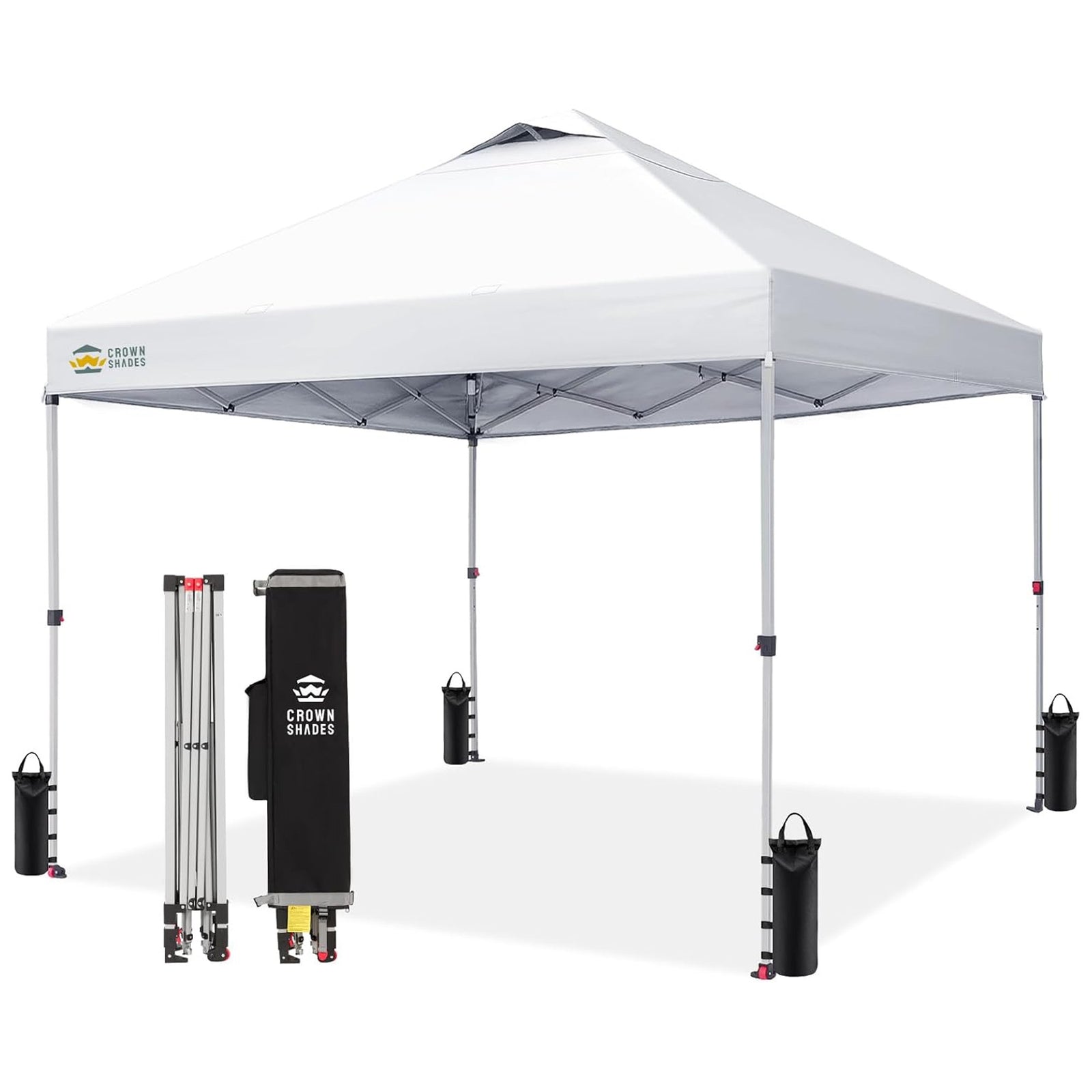 Crown Shades 10x10 Pop Up Canopy, Beach Tent w/One Push Setup, Grid White(Used) - VMInnovations