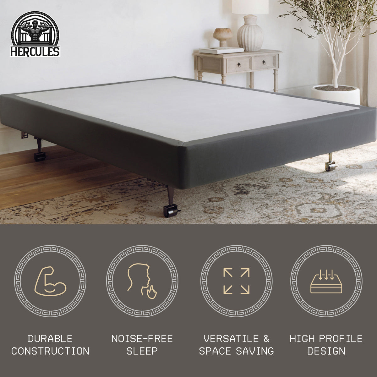 Hercules 8 in. High Profile Foundation Mattress Box Spring Replacement, Cali King