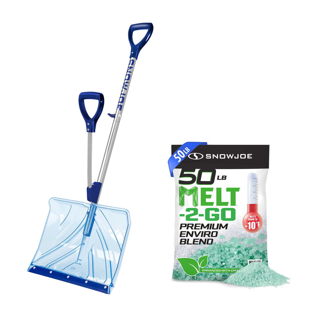 Snow Joe Shovelution Snow Shovel and 50 Pounds Ice Melt Pellets Snow Removal Set