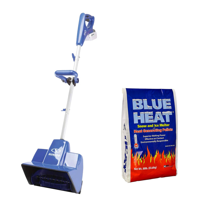 Snow Joe 24V Cordless Snow Shovel Kit with Blue Heat Ice Melt Pellets Deicer