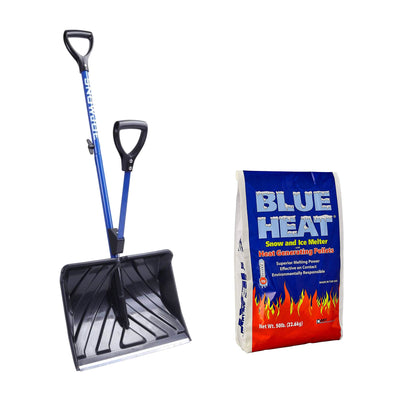 Snow Joe Shovelution Snow Shovel with Blue Heat Ice Melt Pellets, 20 Pounds - VMInnovations