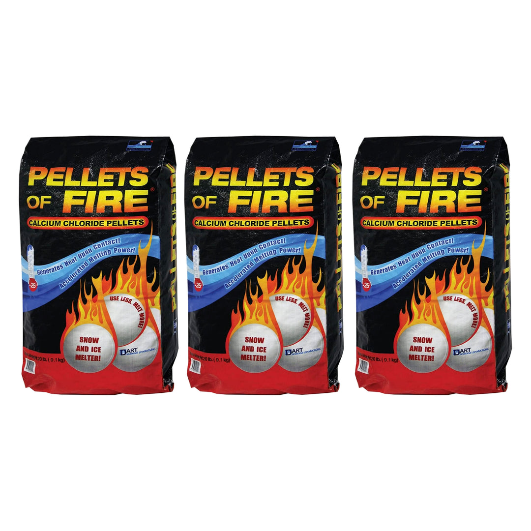 Snow Joe 3 Pack Pellets of Fire Ice Melter for Driveways & Sidewalks, 20 lbs