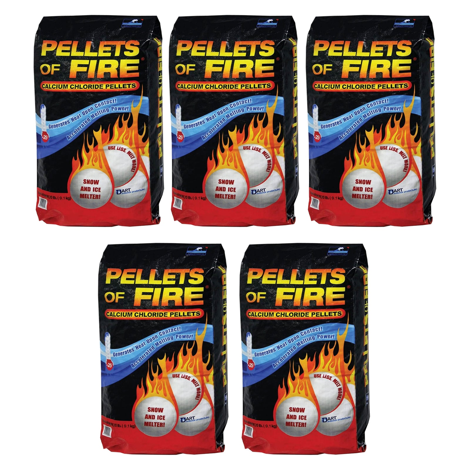 Snow Joe 5 Pack Pellets of Fire Ice Melter for Driveways & Sidewalks, 20 lbs - VMInnovations