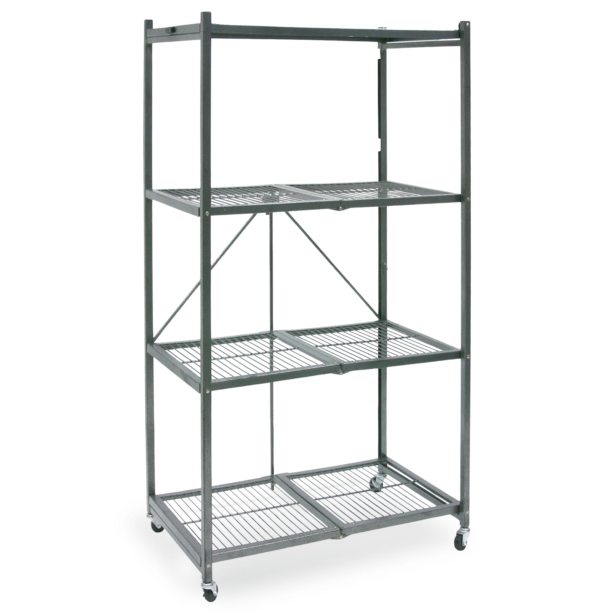 Origami 4 Tier Multipurpose Folding Storage Rack with Wheels, 4 Pack, Gray