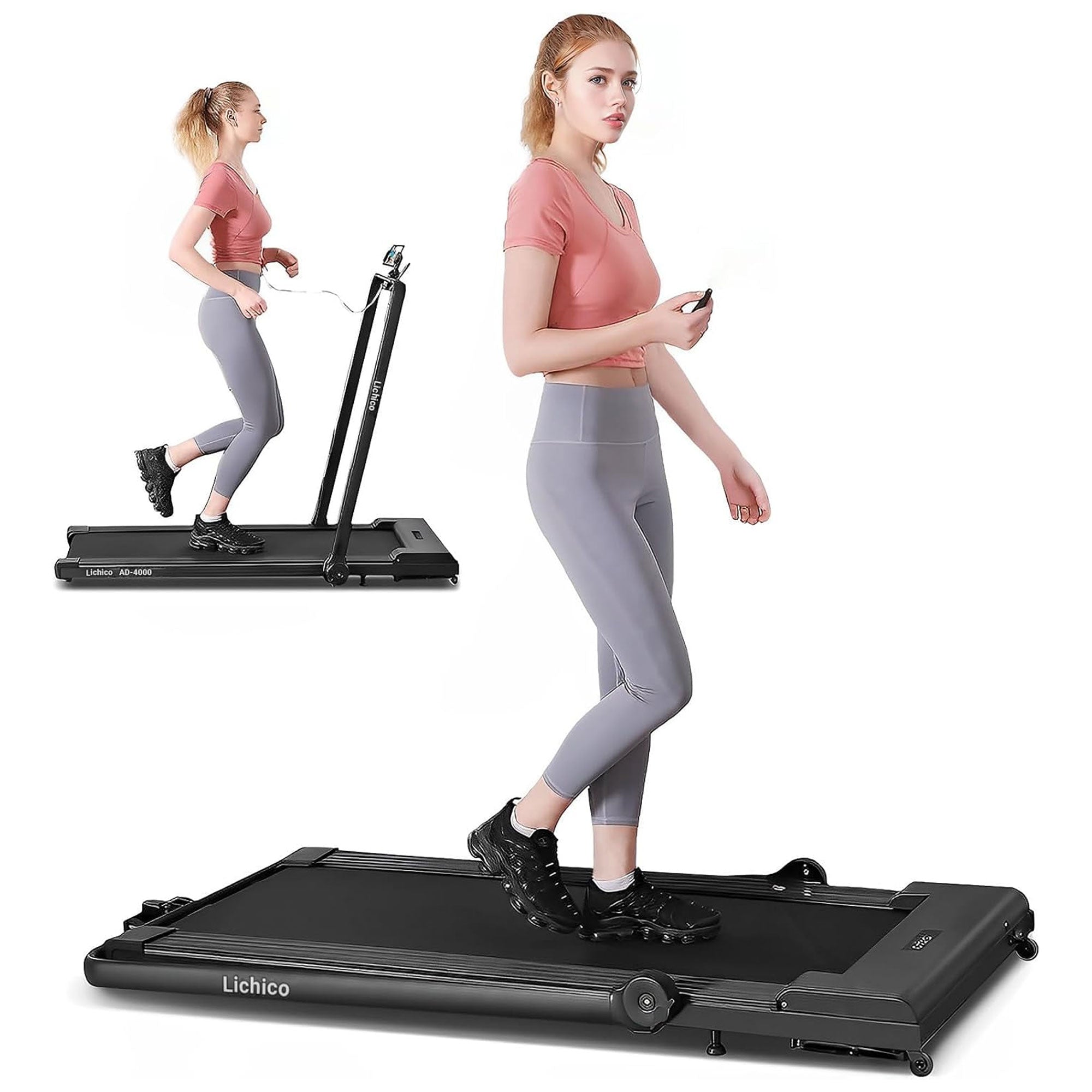 Lichico Walking Pad Under Desk Treadmill, Exercise Machine w/Remote (For Parts)