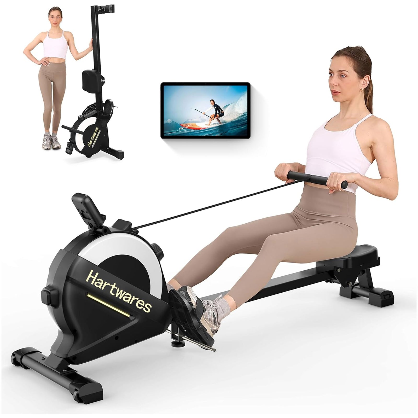 Hartwares Magnetic Rowing Machine, Rower w/16 Resistance levels & App(Open Box) - VMInnovations
