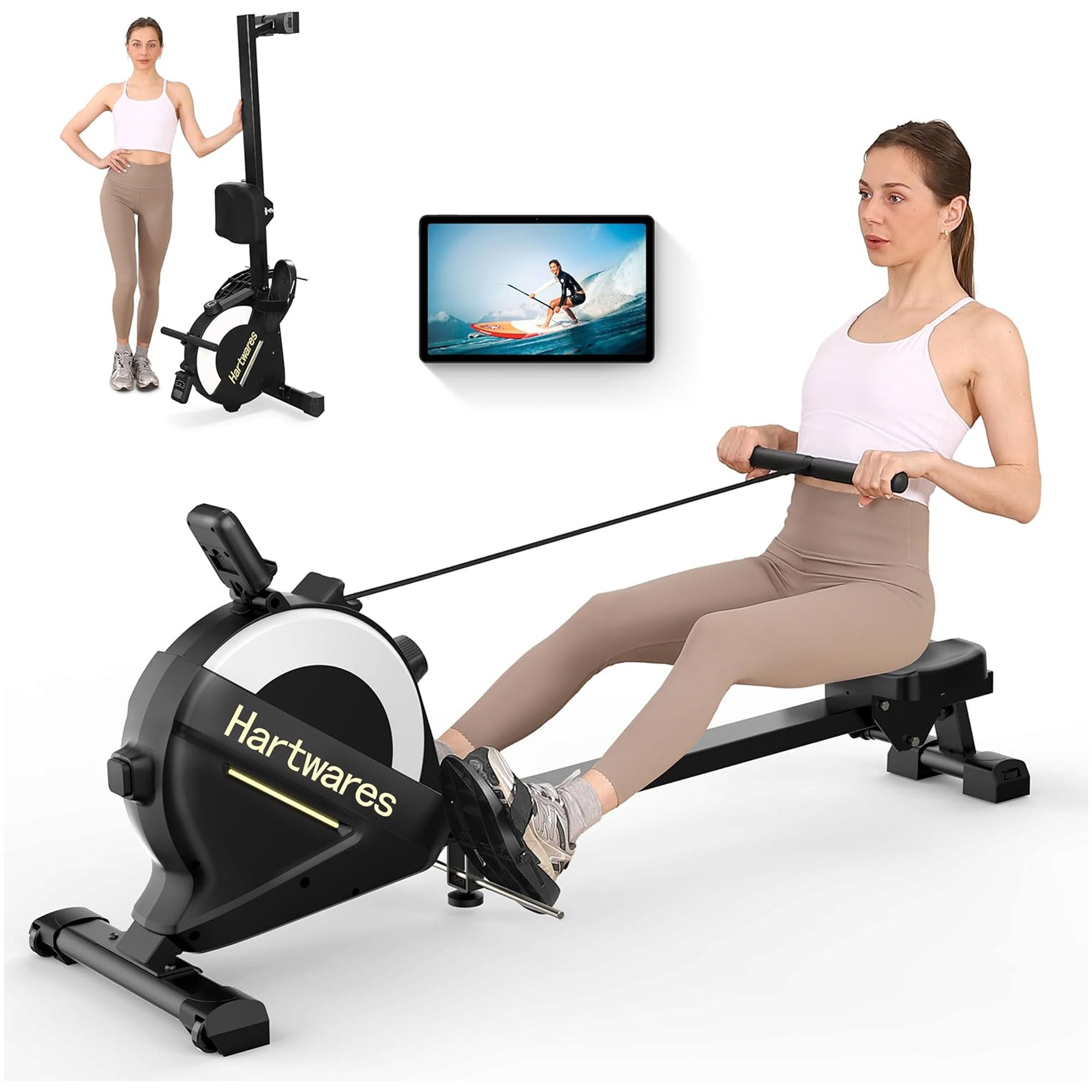 Hartwares Magnetic Rowing Machine, Rower w/16 Resistance levels & App(Open Box) - VMInnovations