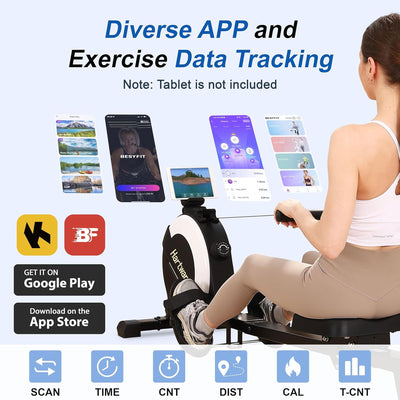 Hartwares Magnetic Rowing Machine, Rower w/16 Resistance levels & App(Open Box) - VMInnovations