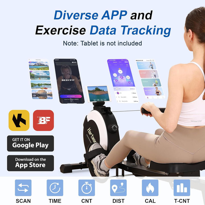 Hartwares Magnetic Rowing Machine, Rower w/16 Resistance levels & App(Open Box)