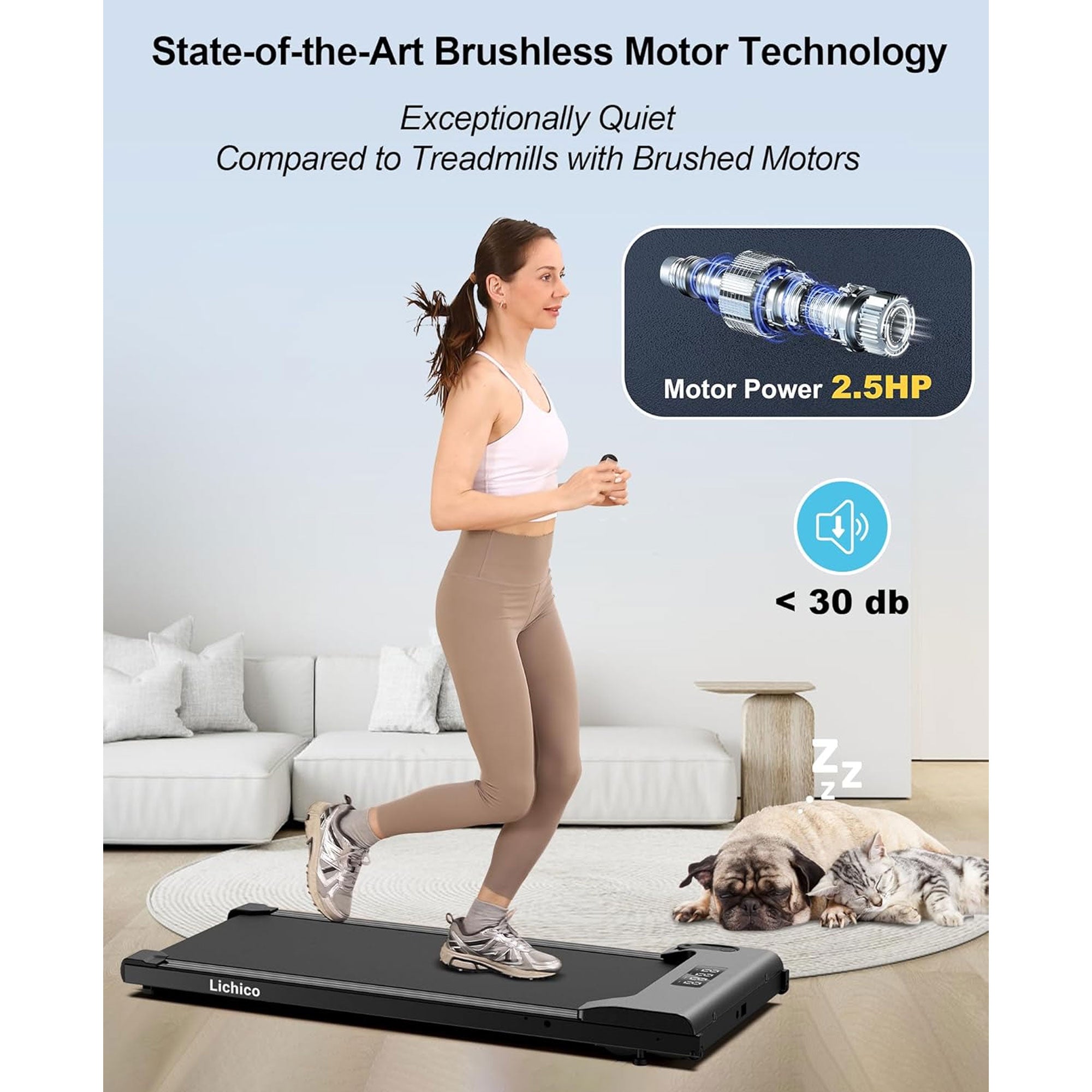 Lichico Walking Pad Under Desk Treadmill, Portable Exercise Machine (For Parts)