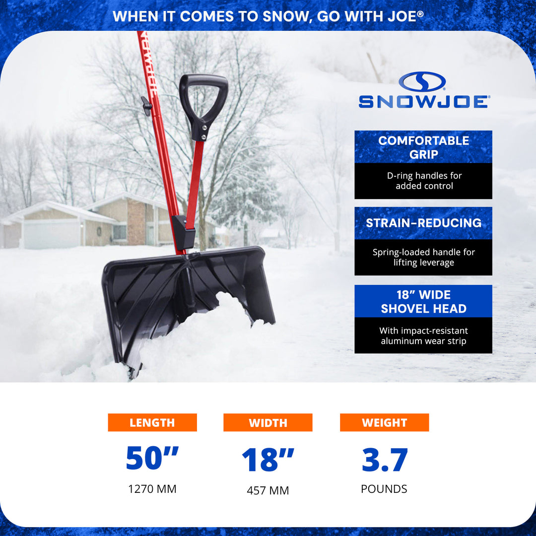 Snow Joe Snow Shovel w/ 18-Inch Shovel Blade and Assist Handle, Red (Used)