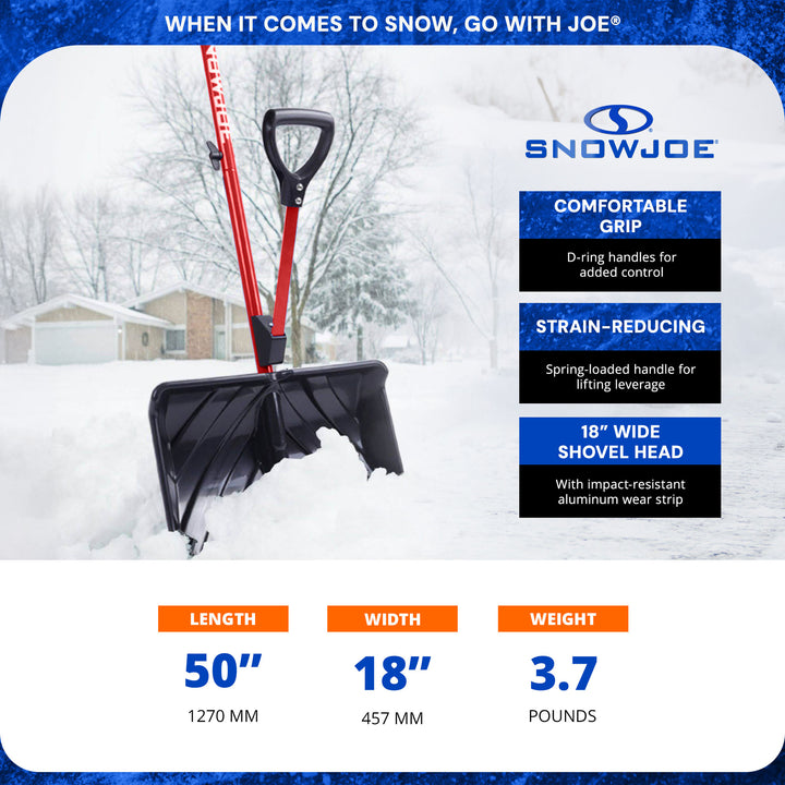 Snow Joe Snow Shovel w/ 18" Shovel Blade & Assist Handle, Red (Open Box)