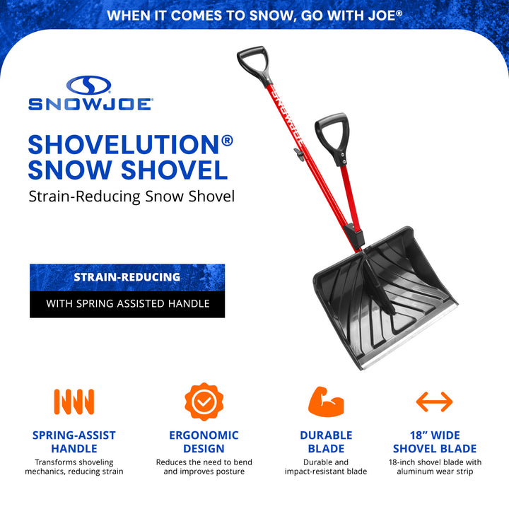 Snow Joe Snow Shovel w/ 18-Inch Shovel Blade and Assist Handle, Red (Used)