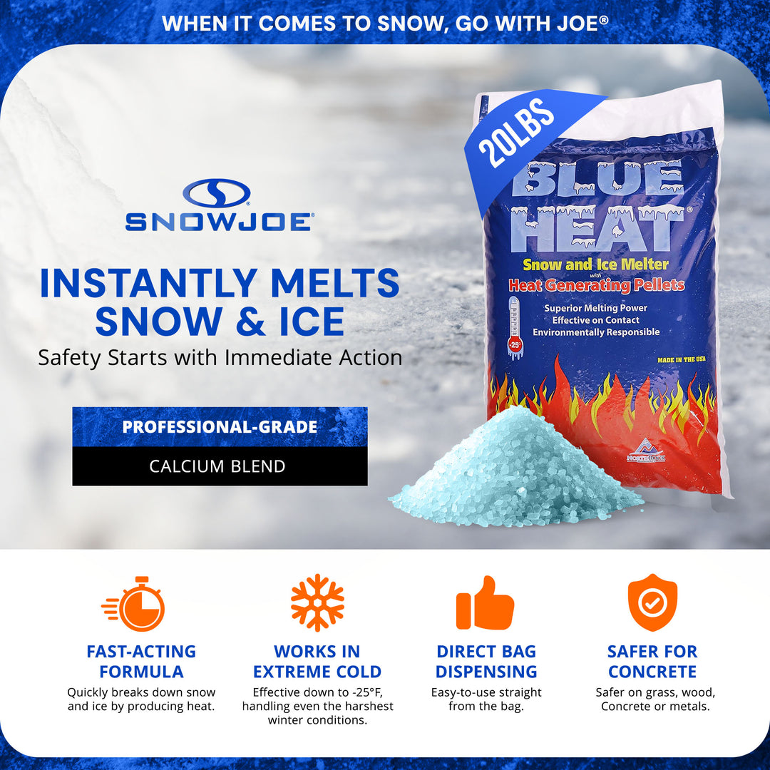 Snow Joe Blue Heat Snow & Ice Melter, Heat Pellets, Non-Staining, 20 Lb Bag