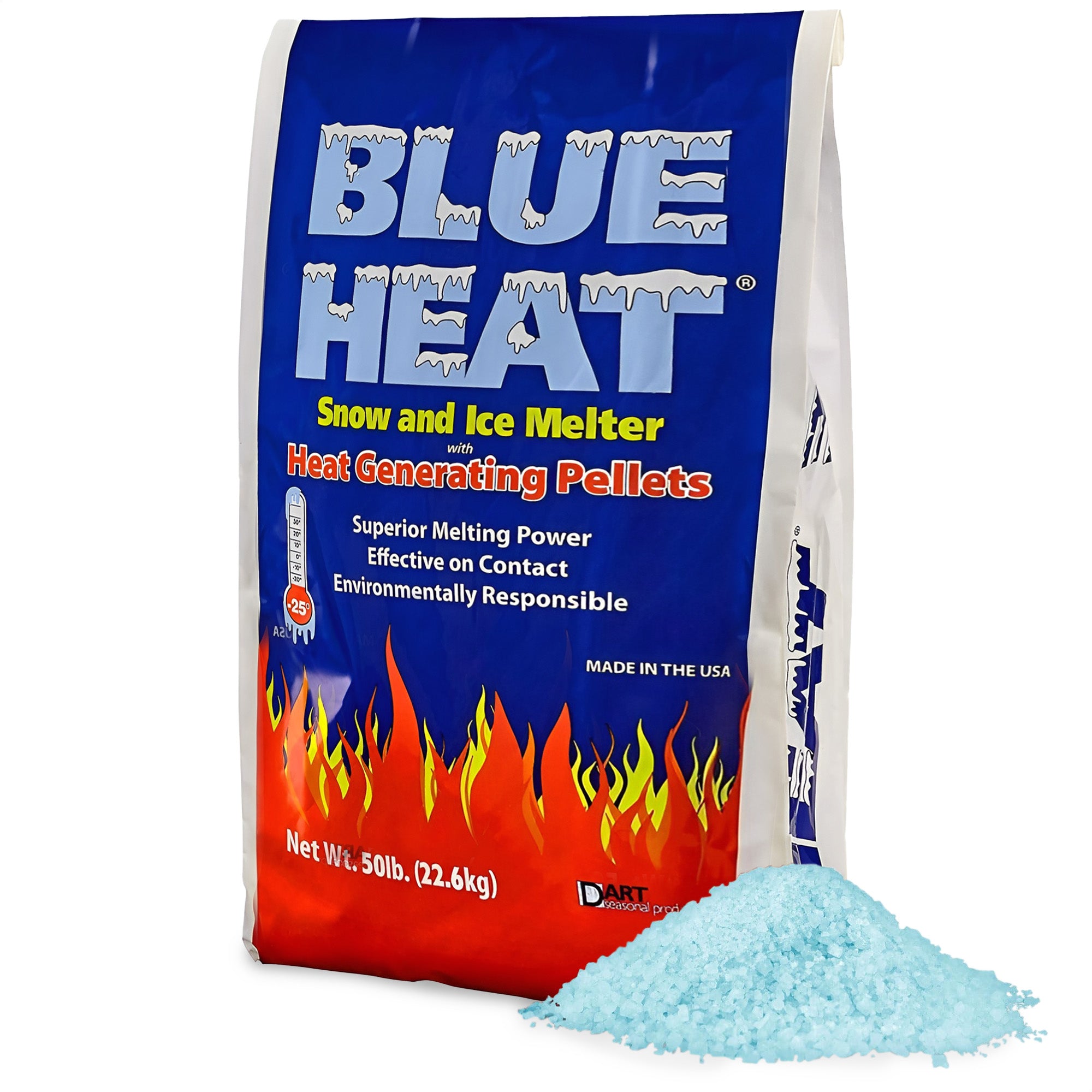 Blue Heat Ice Melt Pellets Deicer and Snow Removal for Driveway, 20 lb, 49 Pack