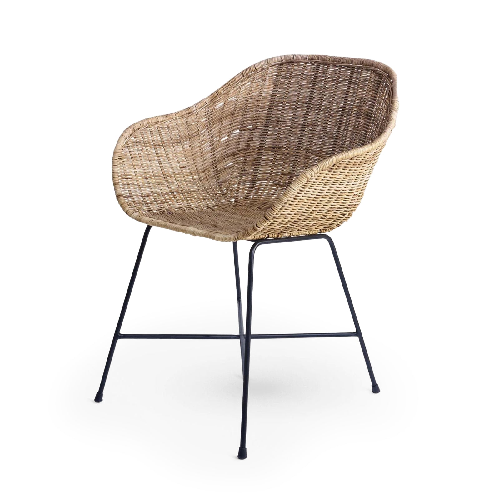 texxture Ormond Woven Rattan Dining Chair Metal Legs for Home Furniture, Natural - VMInnovations