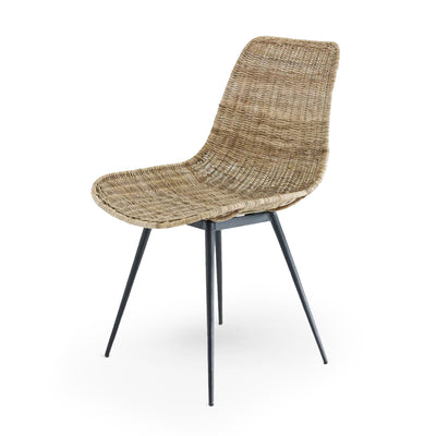 texxture Ormond Woven Rattan Side Chair w/Metal Legs, Natural (Open Box) - VMInnovations