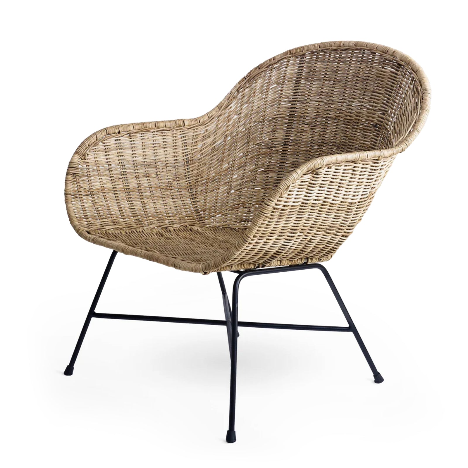 texxture Ormond Woven Rattan Patio and Lounge Chair with Metal Legs, Natural - VMInnovations