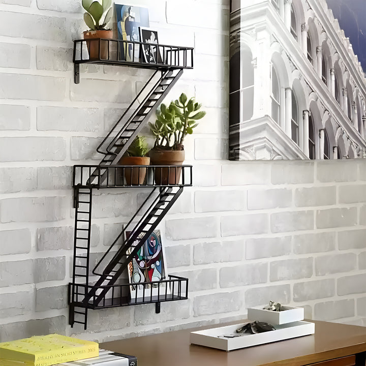 texxture FireEscape 25.5 Inch Floating Shelves, Wall Mount Storage Shelf, Black