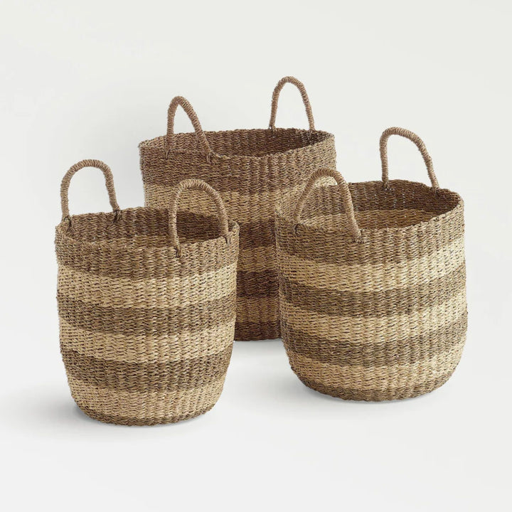 texxture 3 Pack Camden Woven Basket Nesting Organizer Bins, Home Decor, Natural