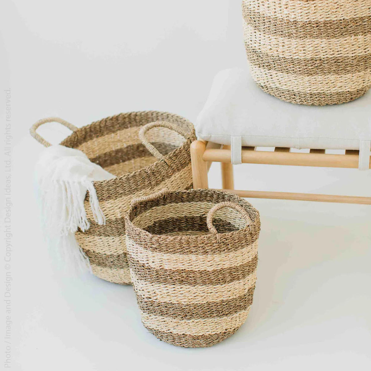 texxture 3 Pk Camden Woven Basket Nesting Organizer Bins, Home Decor (For Parts)