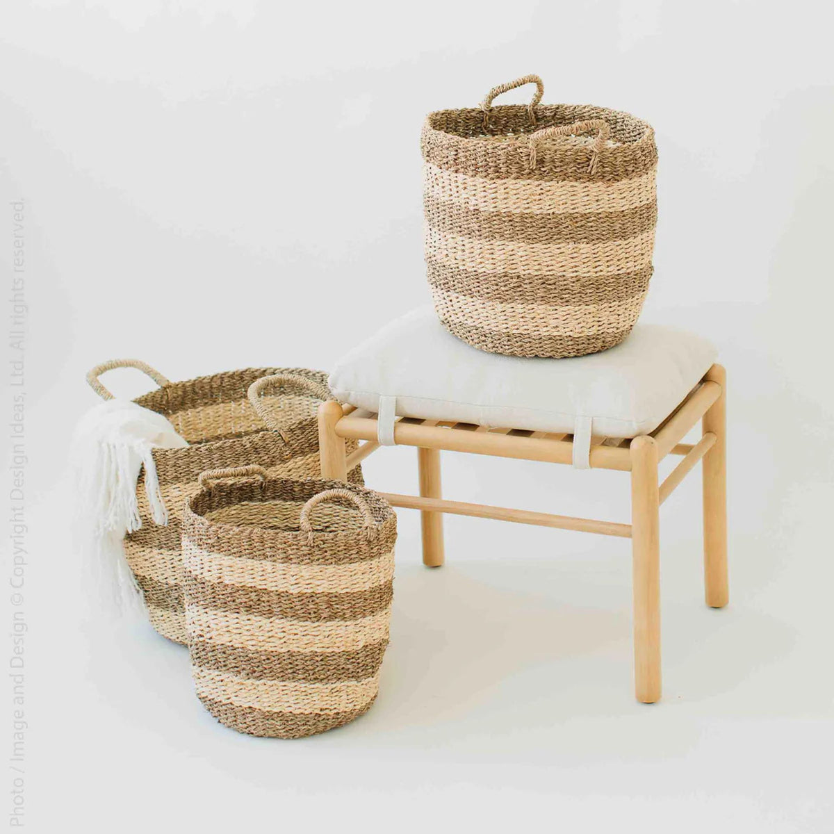 texxture 3 Pk Camden Woven Basket Nesting Organizer Bins, Home Decor (For Parts)