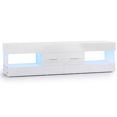 Bestier 55/60/65 Inch TV Stand, Modern Console Table, Glossy White (Used)