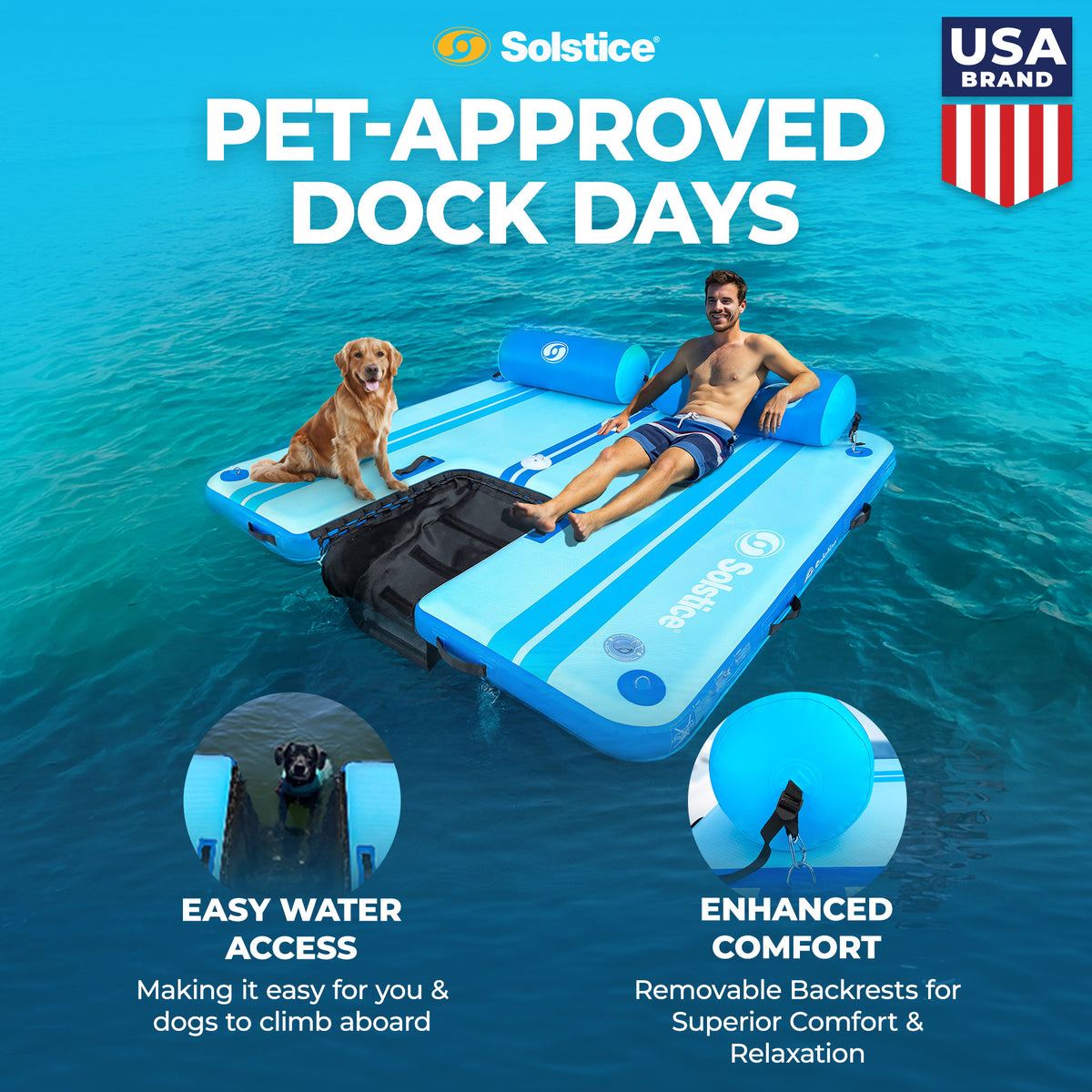 Solstice Original Floating Inflatable Dock RISE WaterMat 7x7' Platform(Open Box)