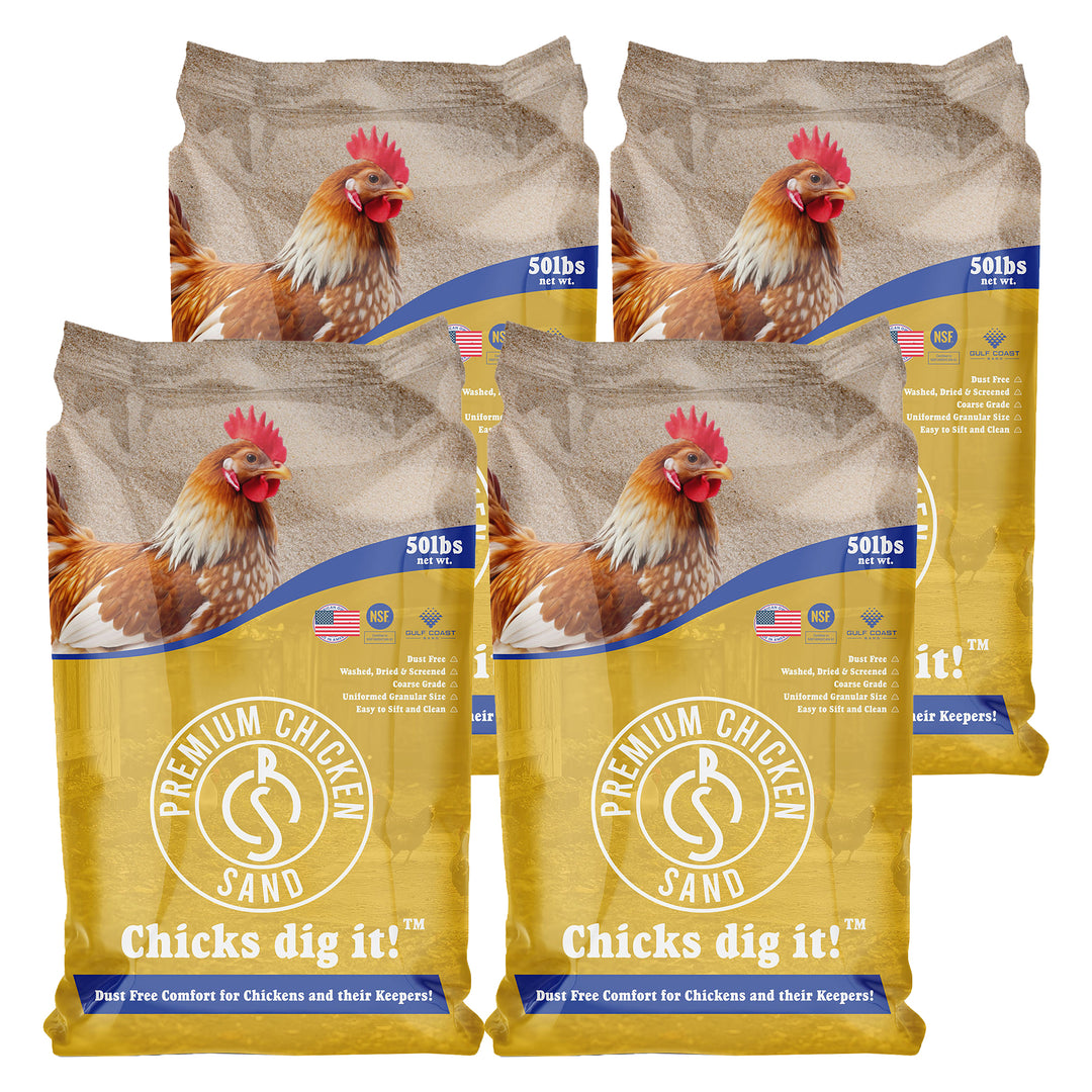 Premium Chicken Sand, Odor Eliminating Bedding for Coops, 50 Lb Bag, 4 Pack