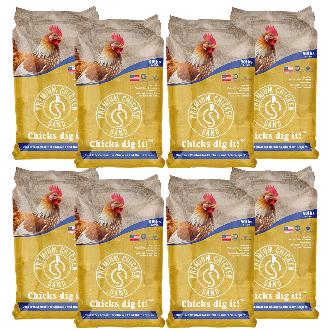 Premium Chicken Sand, Odor Eliminating Bedding for Coops, 50 Lb Bag, 8 Pack